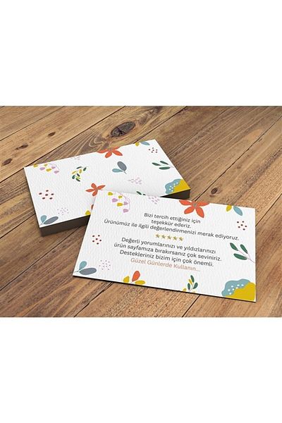 anka design Thank You Card Double Sided Printed Cellophane -5- (8x5cm) 350gr Coated- 25 Pieces