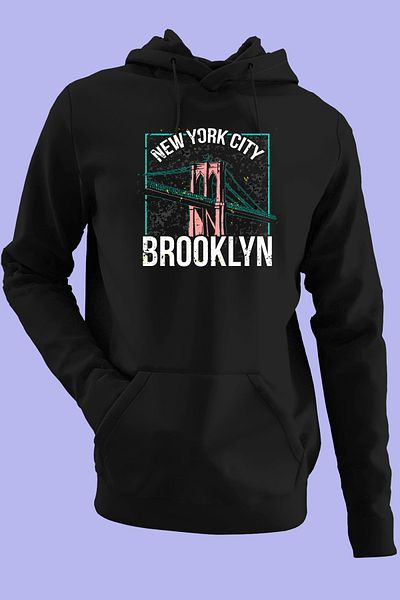 Raf Coll Hanorac oversize unisex cu glugă New York imprimat digital