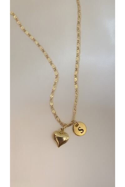 Asia by Leuvoié Altın Kaplama S Harfli Kalp Kolye