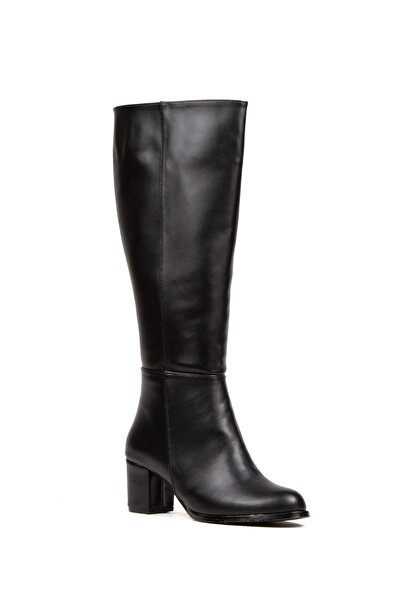 irmona Felipe černé boty na podpatku z dovozu kůže pod kolena na zip