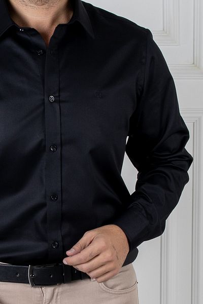 Sarar Elvio Fo Cămașă neagră slim fit fără călcat