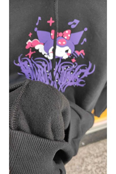 DENİKK Γλυκό μπλουζάκι Harujuku Gothic Kuromi με μαύρη κουκούλα