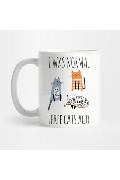 Öz Kupa كوب هدية من I Was Normal Three Cats Ago Funny Cats Art تي شيرت Cat Mo...