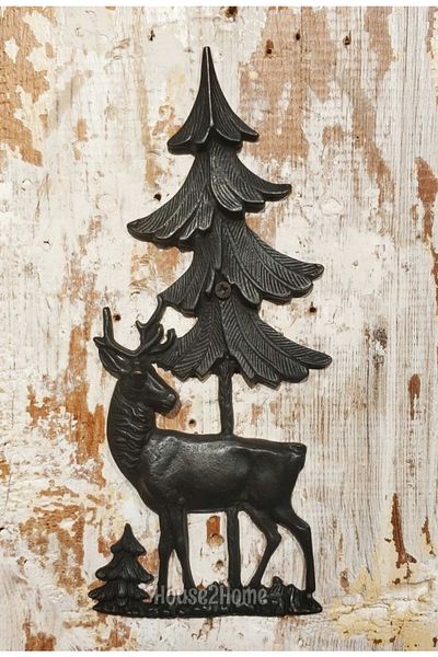HOUSE2HOME Handmade Brass Deer Door - Wall - Fireplace Ornament Oxide