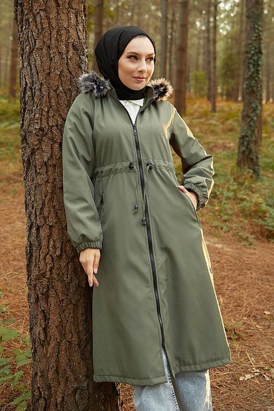 InStyle 4601 Kabát odolný proti dešti s fleecem uvnitř - Khaki