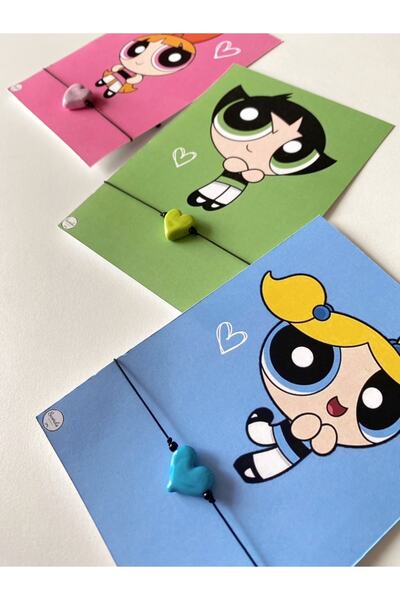 SWORDS CONCEPT Triple Murano Heart Friendship Bracelet Power Puff Girl / Gift