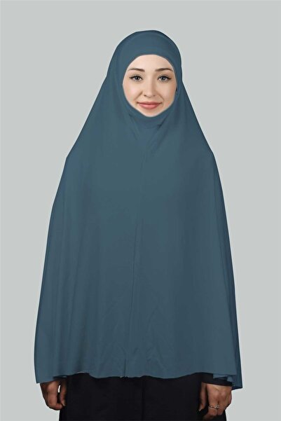 Altobeh Hazır Türban Peçeli Pratik Eşarp Tesettür Nikaplı Hijab - Namaz Örtüsü Sufle (5XL)- Açık Petrol