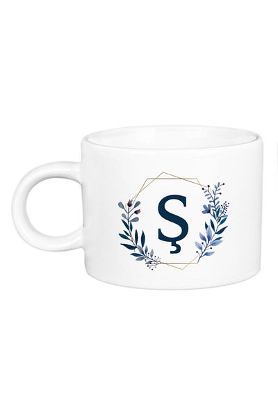 Öz Kupa White Letter S Printed Porcelain Motto Cup