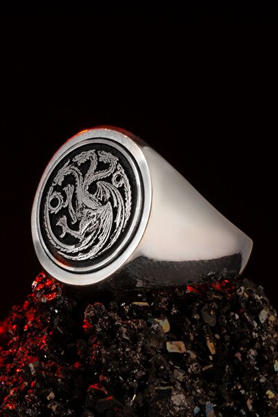 Anı Yüzük House Of The Dragon Gümüş Erkek Yüzük Gümüş Renk