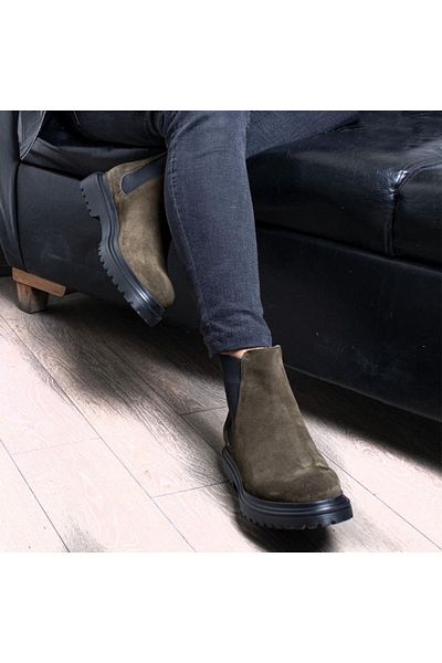 İBAY Ibay Davies Men's Khaki Genuine Suede Leather Comfortable Boots