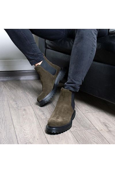 İBAY Ibay Davies Men's Khaki Genuine Suede Leather Comfortable Boots