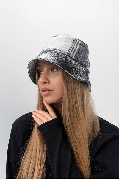 Saria Moda Plaid Pattern Bucket Bowl Black-white Hat