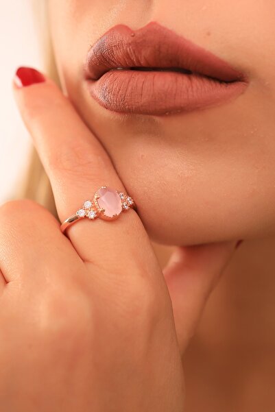 LINTERNA 925 Ayar Gümüş Gül Kuvars Yüzük