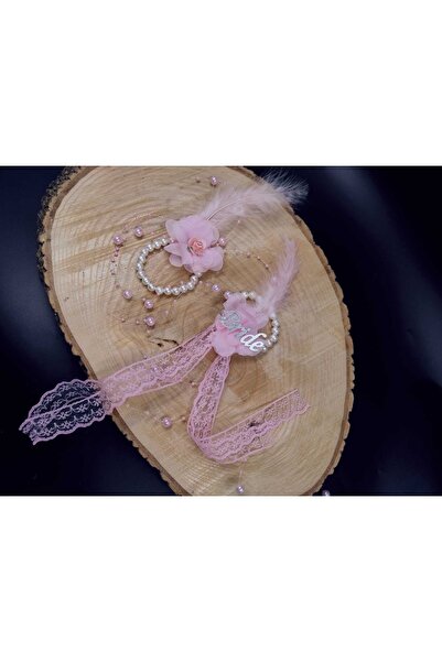 ecrin tuhafiye hobi Pembe Çiçekli & Inci Detaylı Lüx Nedime Bileklik 1 Bride + 9 Nedime Bileklik Set