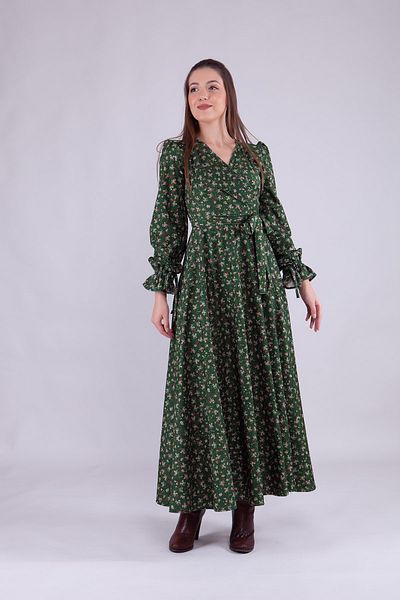 Bidoluelbise Rochie de damă din velur cu imprimeu floral, lungime maxi, cu guler dublu, cu mânecă lungă