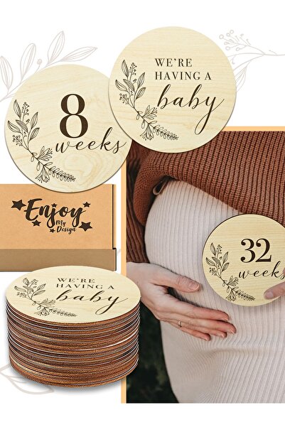 Enjoymydesign مجموعة بطاقات الذاكرة الأسبوعية للحوامل، بطاقات تبادل لاطلاق ال...