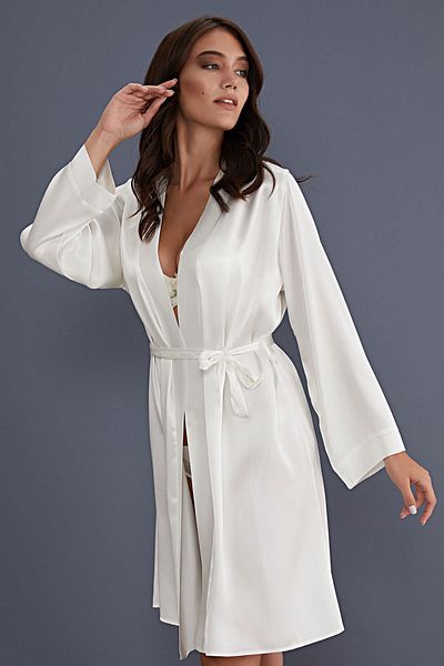 AYYILDIZ 815 Ecru Satin Dressing Gown