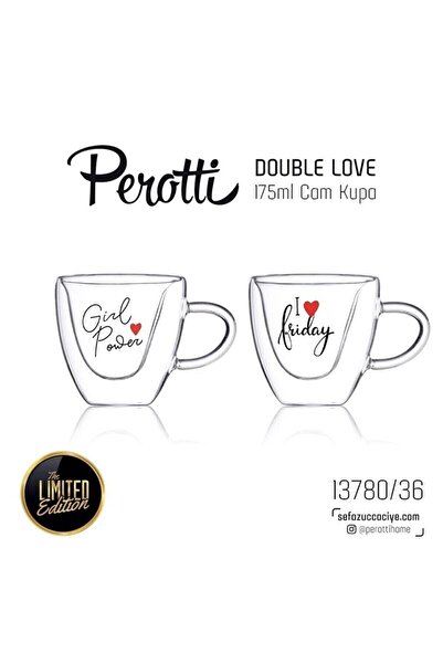Perotti Double Love 175 ml Heart Glass Mug Girl Power - I Love Friday