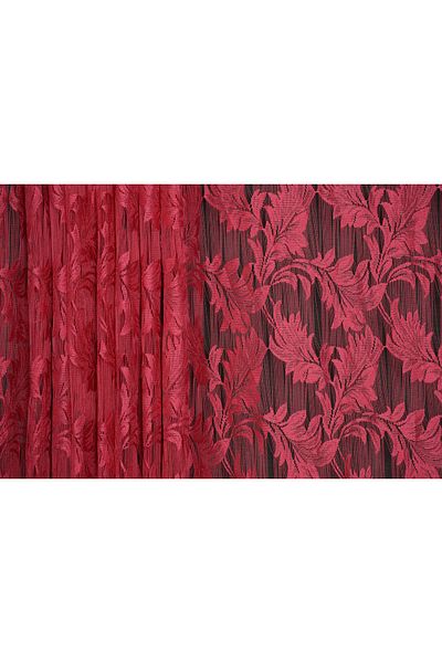 AKÇA TEKSTİL Leaf Model Fuchsia Color Rope Curtain Ready-made Buttons Sewn Rope Curtain 300*280 Cm