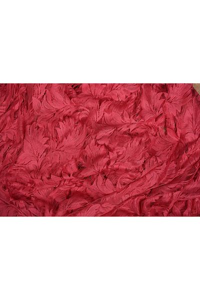 AKÇA TEKSTİL Leaf Model Fuchsia Color Rope Curtain Ready-made Buttons Sewn Rope Curtain 300*280 Cm