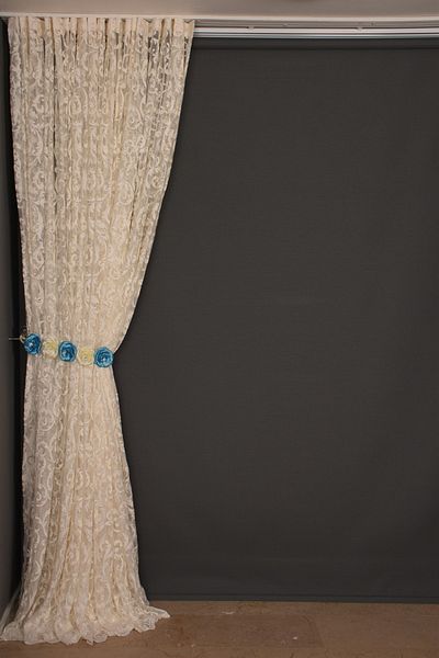 AKÇA TEKSTİL Sultan 2 Cream Color Single Wing Ready-made Planted Pleated Background Curtain 300*260 Cm