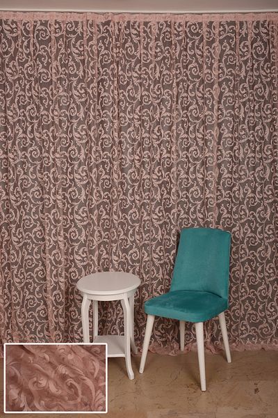 AKÇA TEKSTİL Sultan 2 Powder Color Single Wing Ready-made Planted Pleated Background Curtain 300*260 Cm