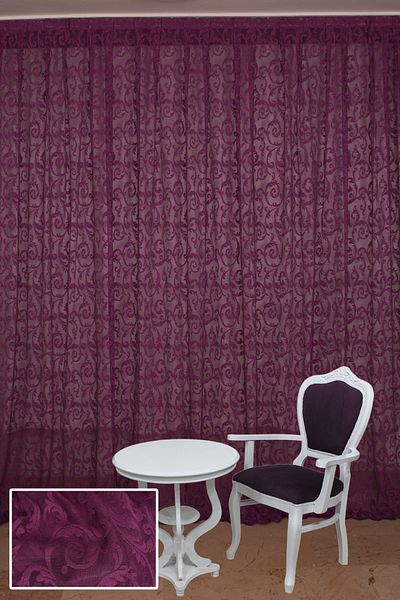 AKÇA TEKSTİL Sultan 2 Purple Color Single Wing Ready-made Planted Pleated Background Curtain 300*260 Cm