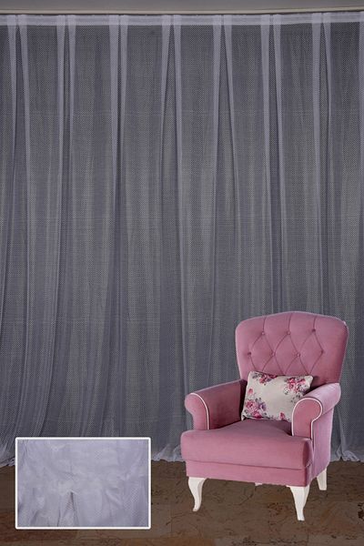 AKÇA TEKSTİL Sparse Pointed Off White Color Single Wing Ready Planted Pleated Background Curtain 300*260 Cm