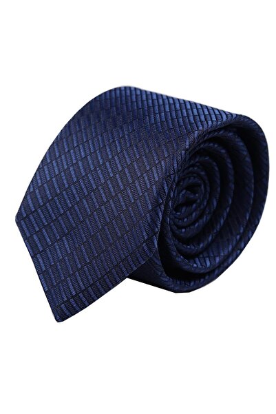 Esgue Patterned Saks & Navy Blue Tie