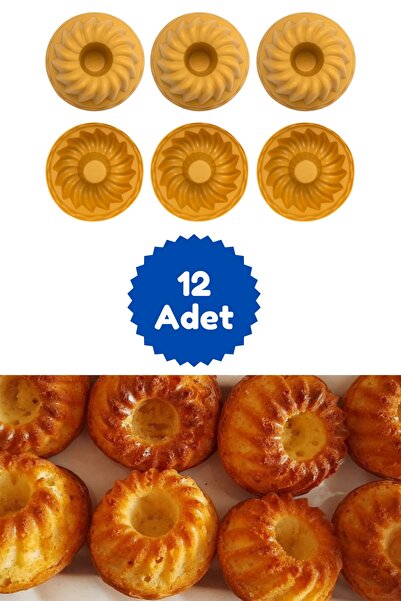 Kitchen Design Lab Sarı 12'li Silikon Mini Kek Kalıbı - Muffin Kalıbı 12 Adet...