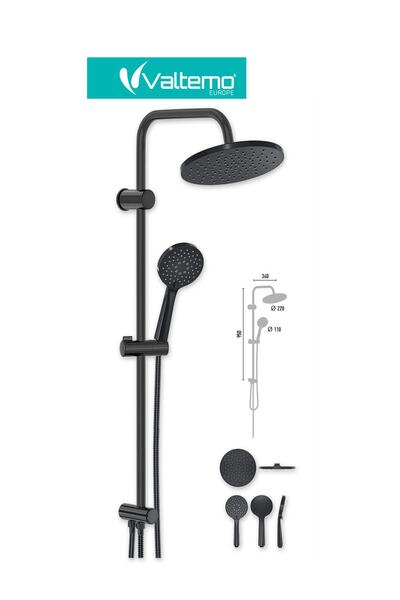 Valtemo Nobel Jet Black Duş Sistemi - Siyah - Vs-2543