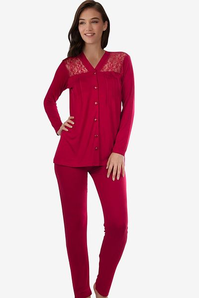 AYYILDIZ Pyjama - Bordeaux - Unifarben