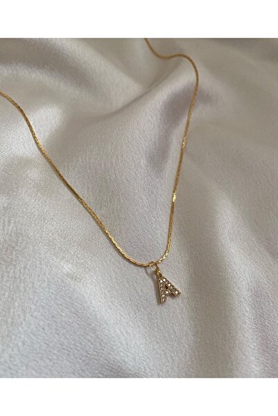 Asia by Leuvoié Zirkon Taşlı Altın Kaplama A Harfli Kolye