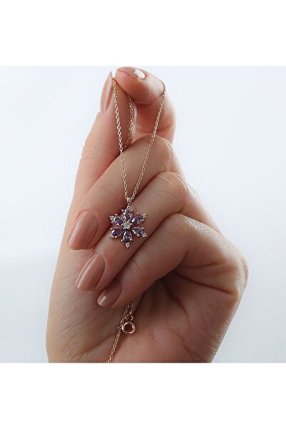 Lapidaria Lotus Kamelya Çiçeği Altın Kaplamalı Zirkon Taşlı Kolye