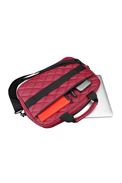 ADDISON 300111   15" Claret Red Notebook Bag - Diamond Pattern