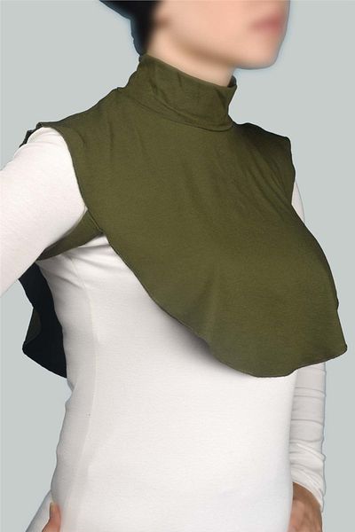 Altobeh Plain Turtleneck Throated Combed Cotton Hijab Neck Collar - Khaki