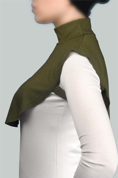 Altobeh Plain Turtleneck Throated Combed Cotton Hijab Neck Collar - Khaki