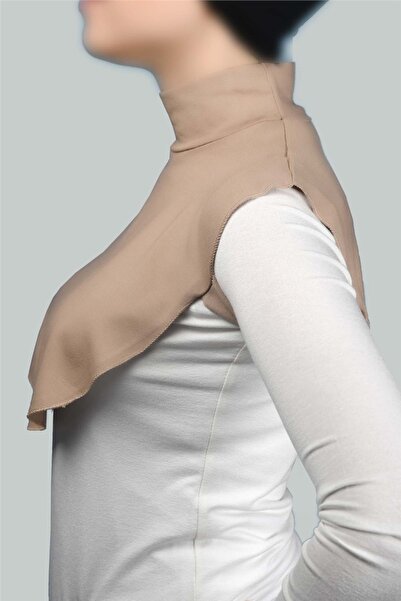 Altobeh Plain Turtleneck Throat Combed Cotton Hijab Neck Collar - Dark Beige