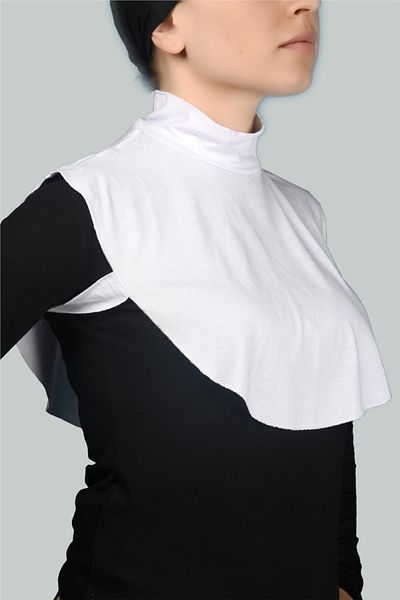 Altobeh Guler de gât hijab din bumbac pieptănat cu gâtul simplu - alb