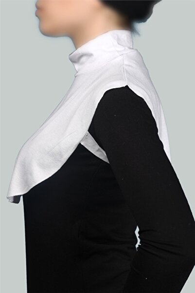 Altobeh Plain Turtleneck Throated Combed Cotton Hijab Neck Collar - White