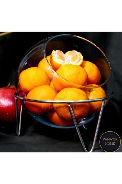 P H Panayır Home Silver Glass Jar, Glass Flower Pot, Fruit Bowl, Glass Candle Holder, Aquarium, Presentation Holder