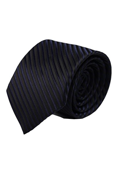 Esgue ربطة عنق مخططة باللون الأسود والأزرق الداكن