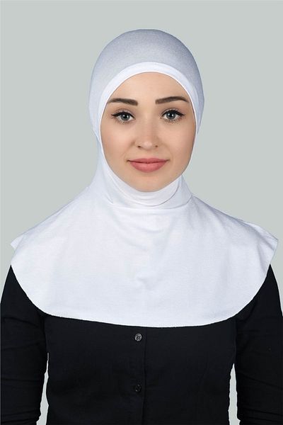 Altobeh Hijab de damă practic cu guler pentru gât - Bonnet sportiv - alb