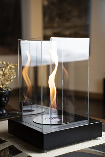 SSCONCEPT Masaüstü Bioethanol Kare Siyah Metal Modern Şömine , Lüx Ev Dekorasyon Ürünü Ve Hediyelik