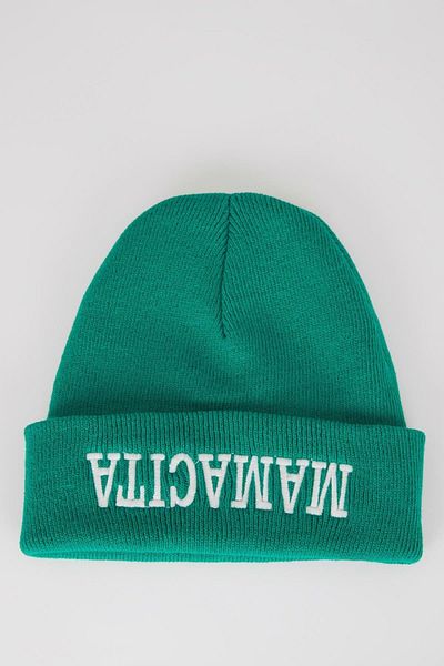 DeFacto Women's Slogan Embroidered Knitwear Beret