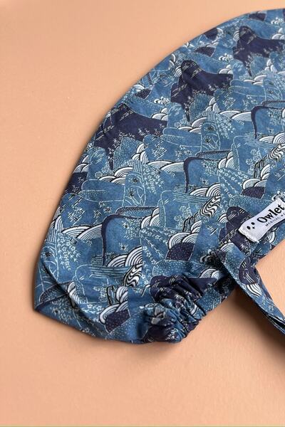 Owlet Medikal Dağ Desenli Mavi Cerrahi Bone