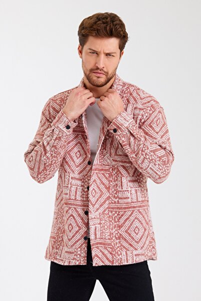 CLIPMAN Men's Slim Single Pocket Lumberjack Shirt Tile