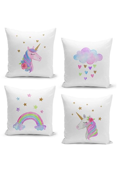 Filamente 4-Piece Digital Printed Throw Pillow Cover Set for Children Baby