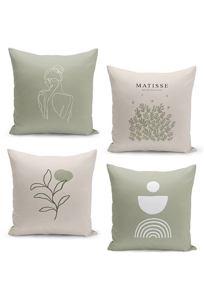 Filamente Double Sided Digital Printed 4-Piece Throw Pillow Cover Set