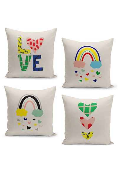 Filamente 4-Piece Digital Printed Throw Pillow Cover Set for Children Baby